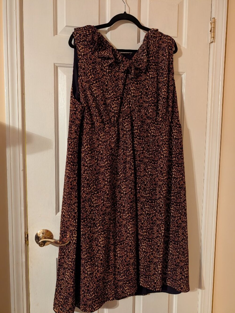 Talbots Petites Fit & Flare Ruffle Midi Dress Delicate Leopard ~ 20